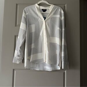 White and Black Geometric Blouse